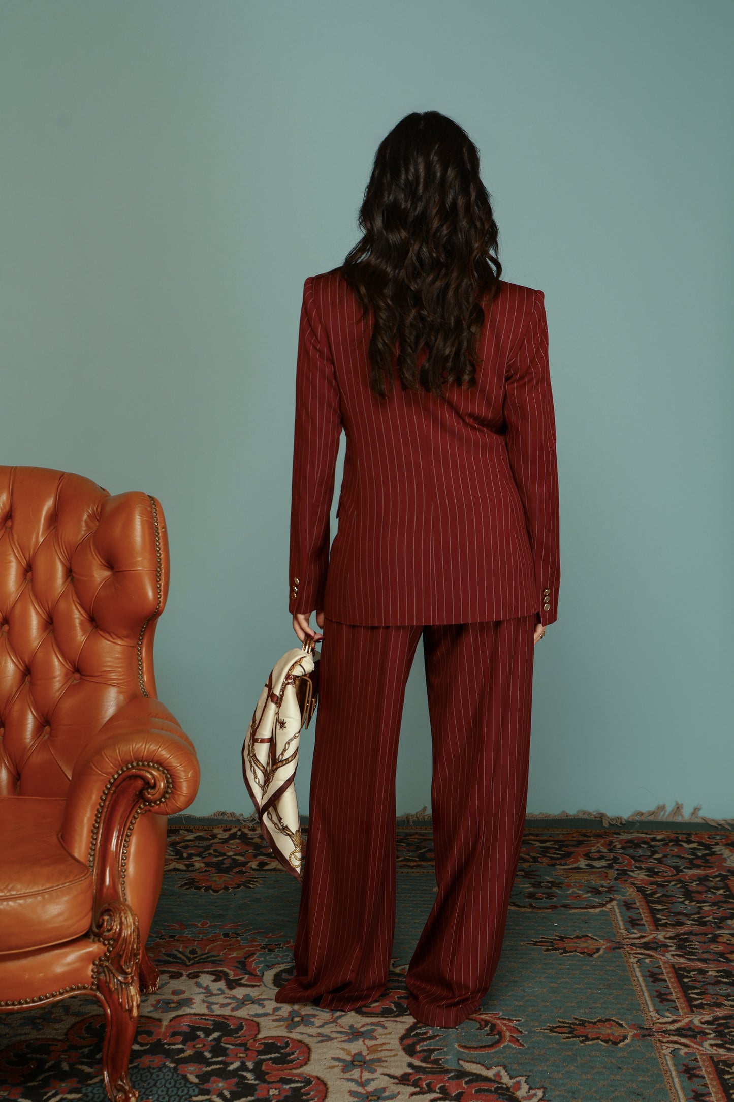 TAILLEUR DOPPIO PETTO GESSATO OLIVIA BORDEAUX