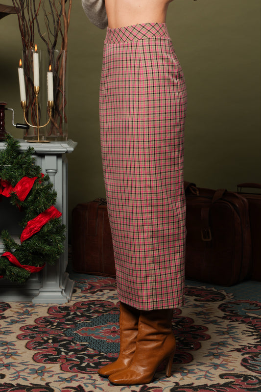 GONNA MIDI ALIA TARTAN FUXIA