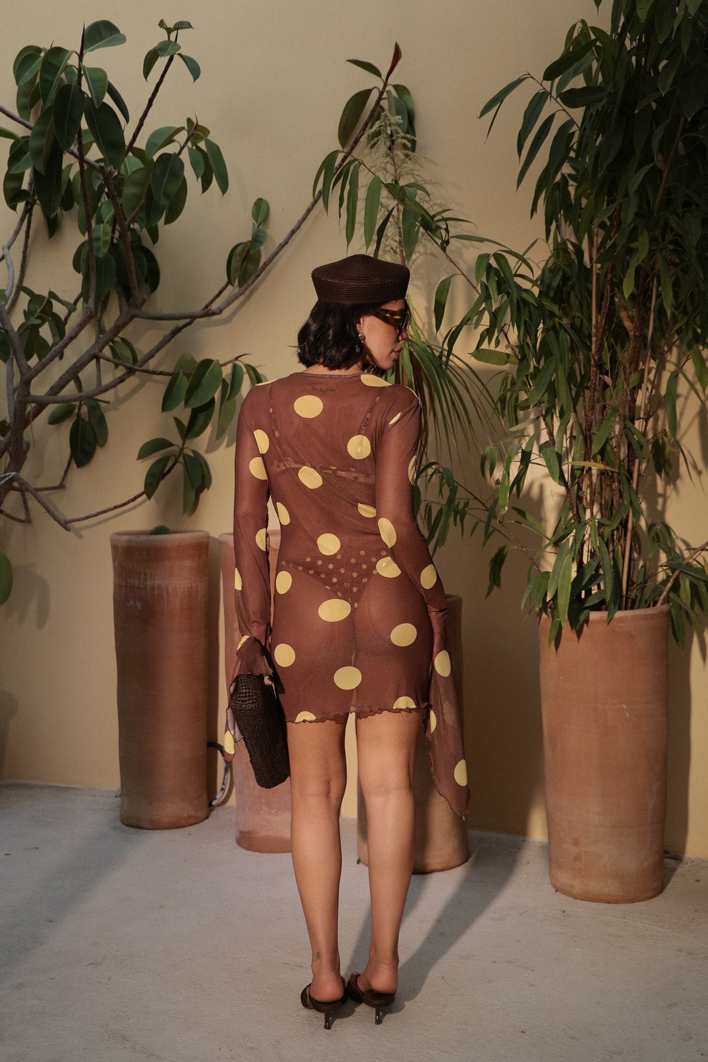 MINI DRESS RUMBA POIS BASE MARRONE