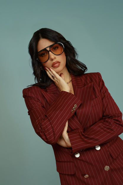 TAILLEUR DOPPIO PETTO GESSATO OLIVIA BORDEAUX