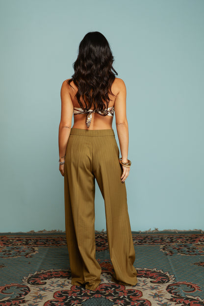 TAILLEUR DOPPIO PETTO GESSATO OLIVIA OLIO