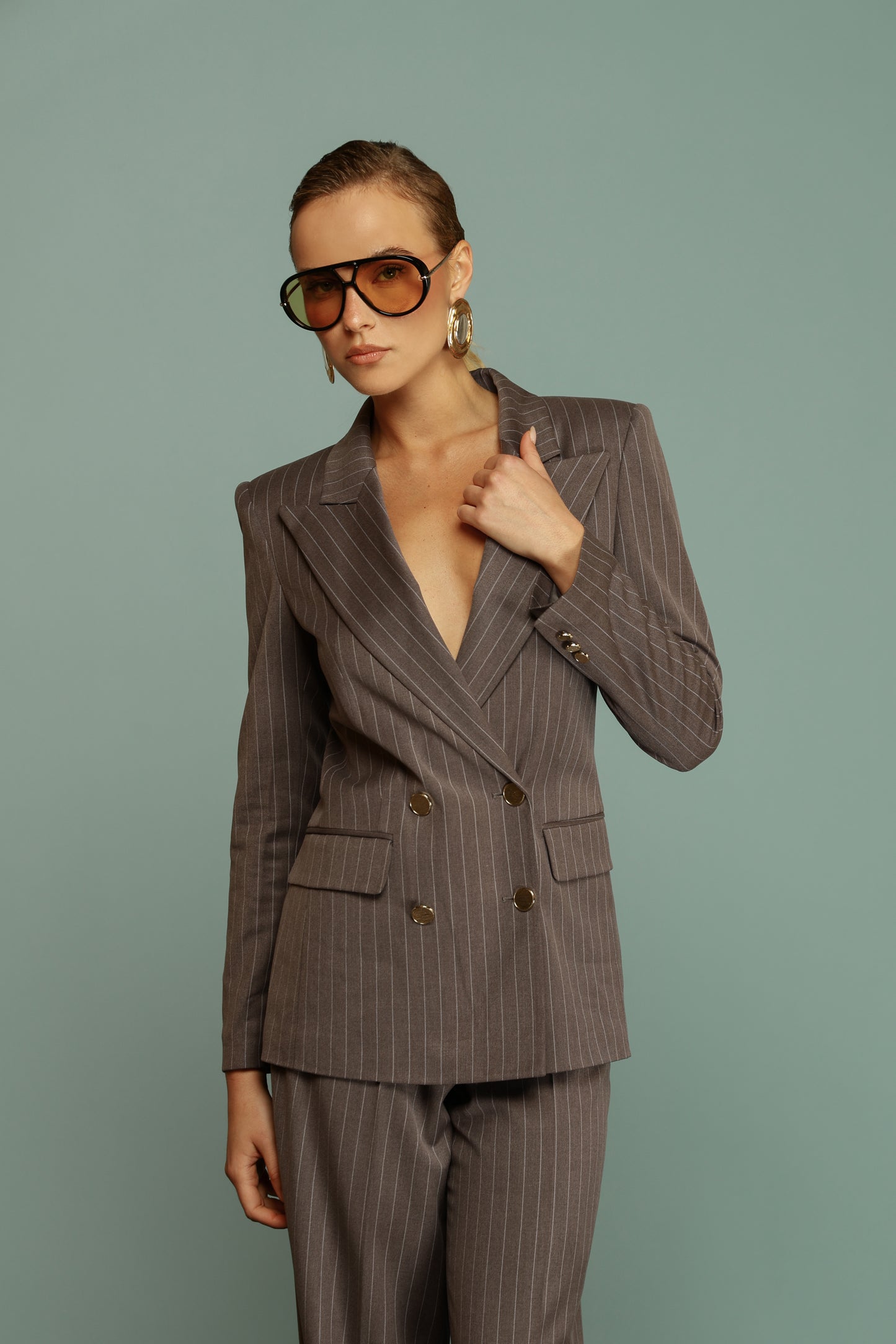 TAILLEUR DOPPIO PETTO GESSATO OLIVIA GRIGIO