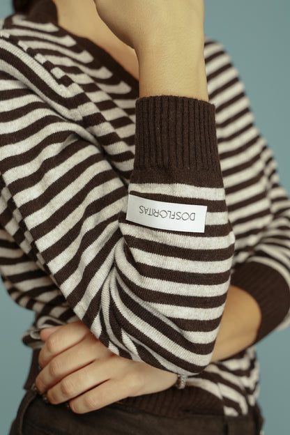 PULLOVER KENDAL PANNA/MARRONE