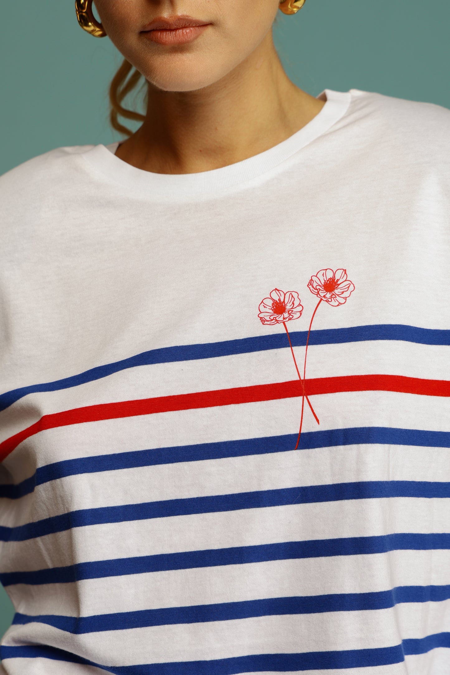 T-SHIRT TESS BIANCO/BLU ROYAL/ROSSO