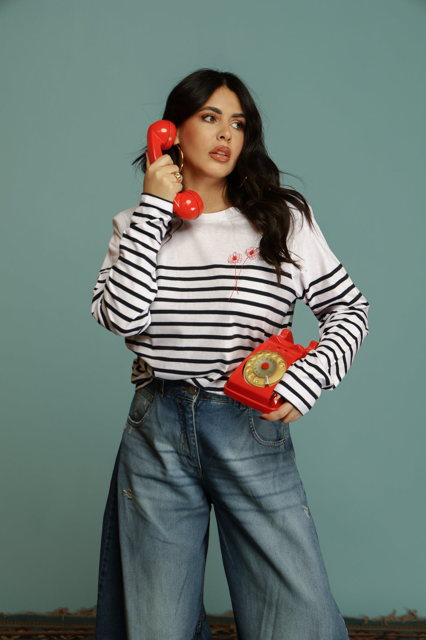 T-SHIRT TESS BIANCA/BLU NAVY