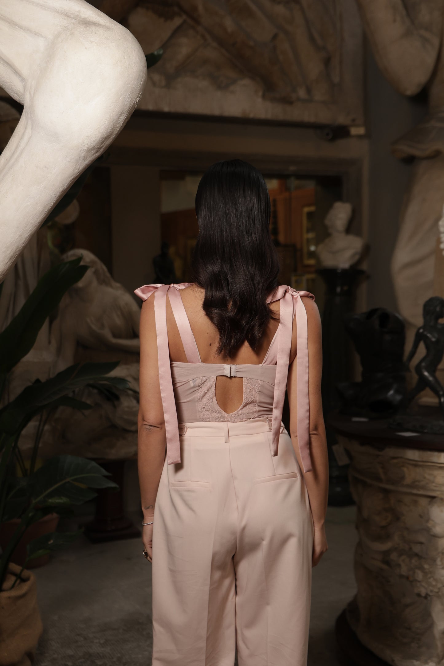 TOP PIZZO CON FIOCCHETTI AURORA ROSA CIPRIA