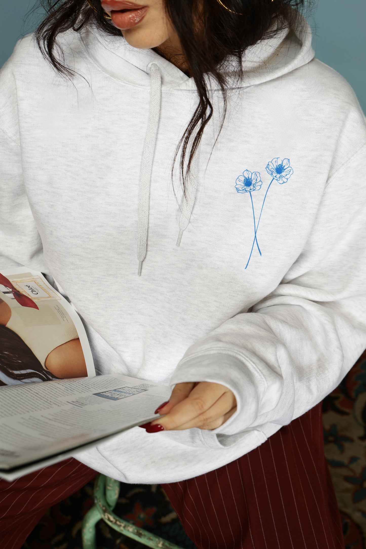 FELPA FLOWER FOR YOU GRIGIO MELANGE CHIARO