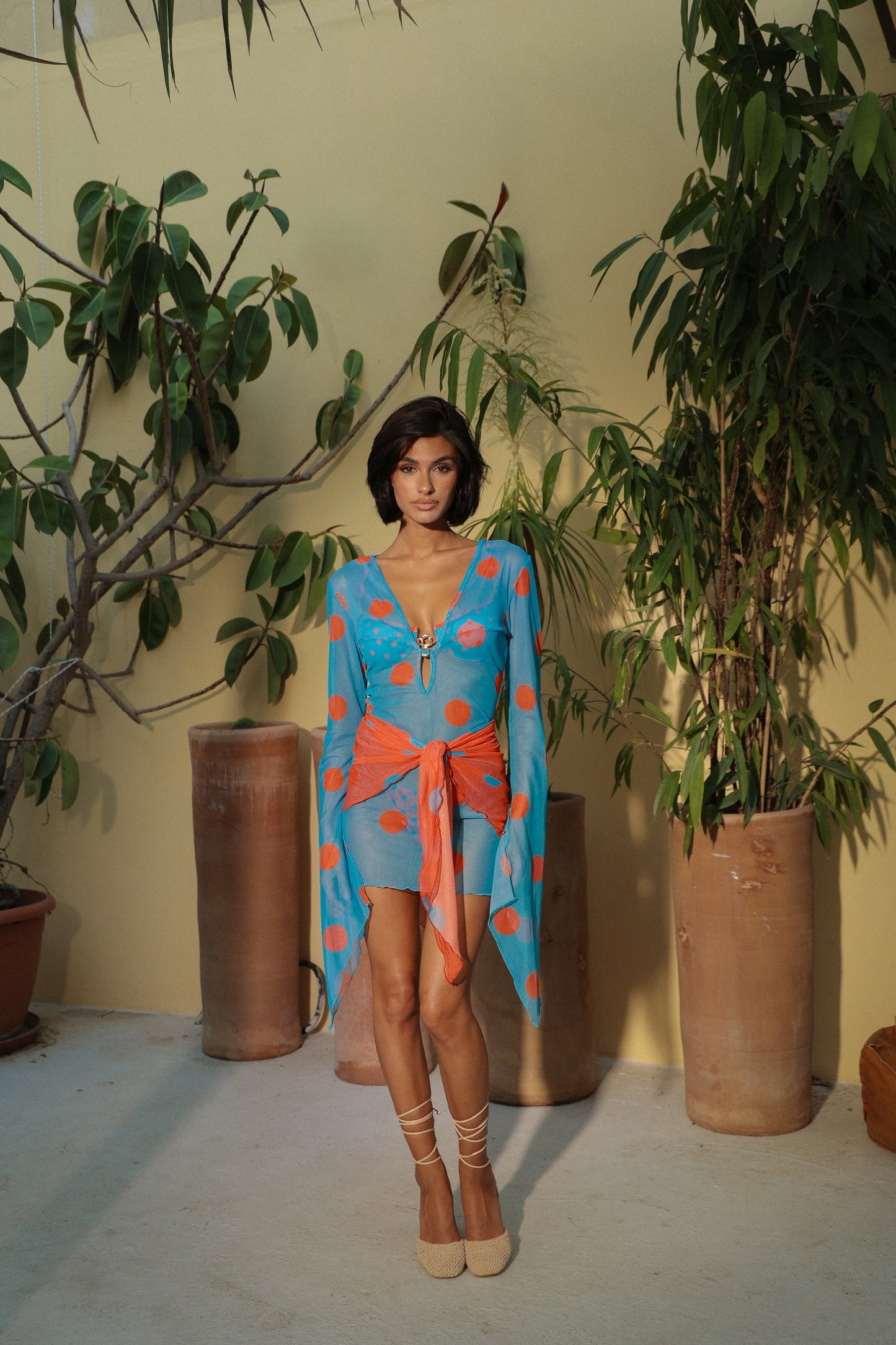 MINI DRESS RUMBA POIS BASE TURCHESE