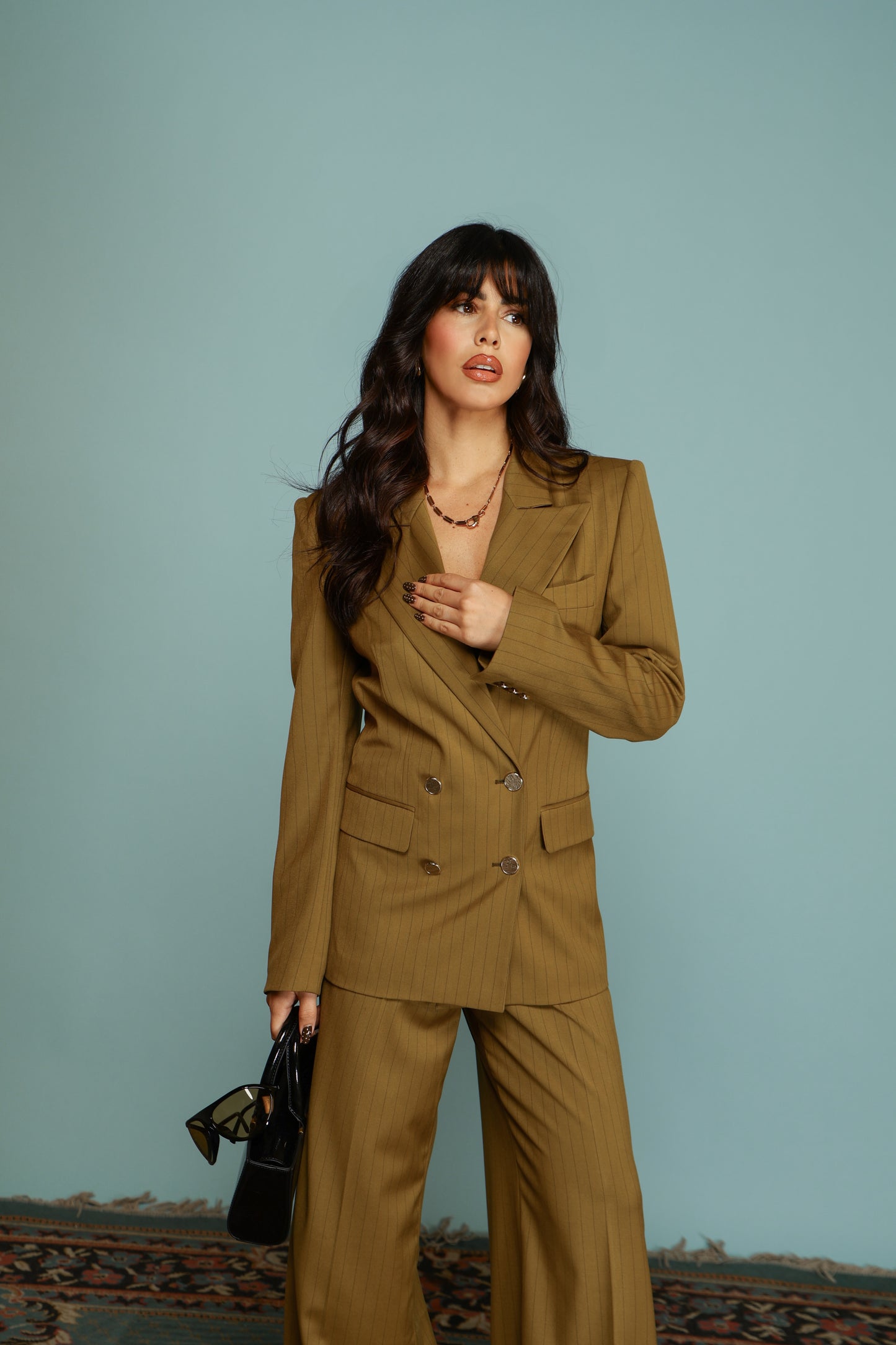 TAILLEUR DOPPIO PETTO GESSATO OLIVIA OLIO