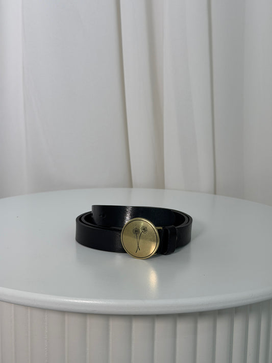 CINTURA FLOWERS PELLE NERA