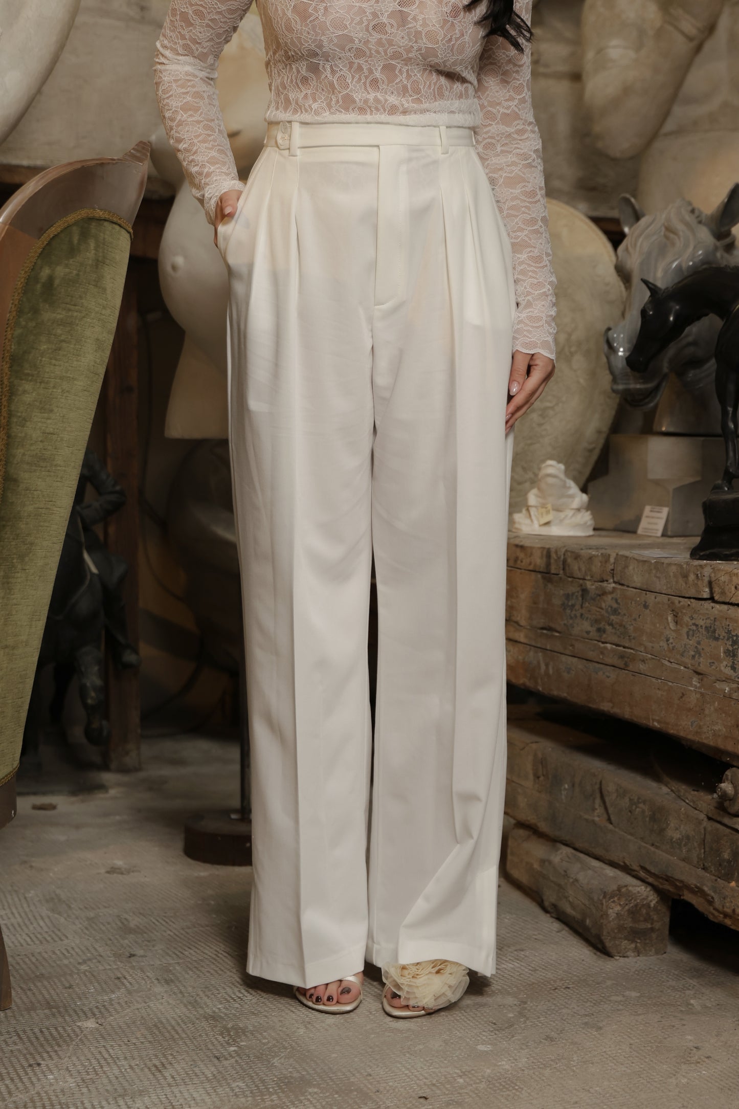 PANTALONI SARTORIALE ARTEMISIA PANNA