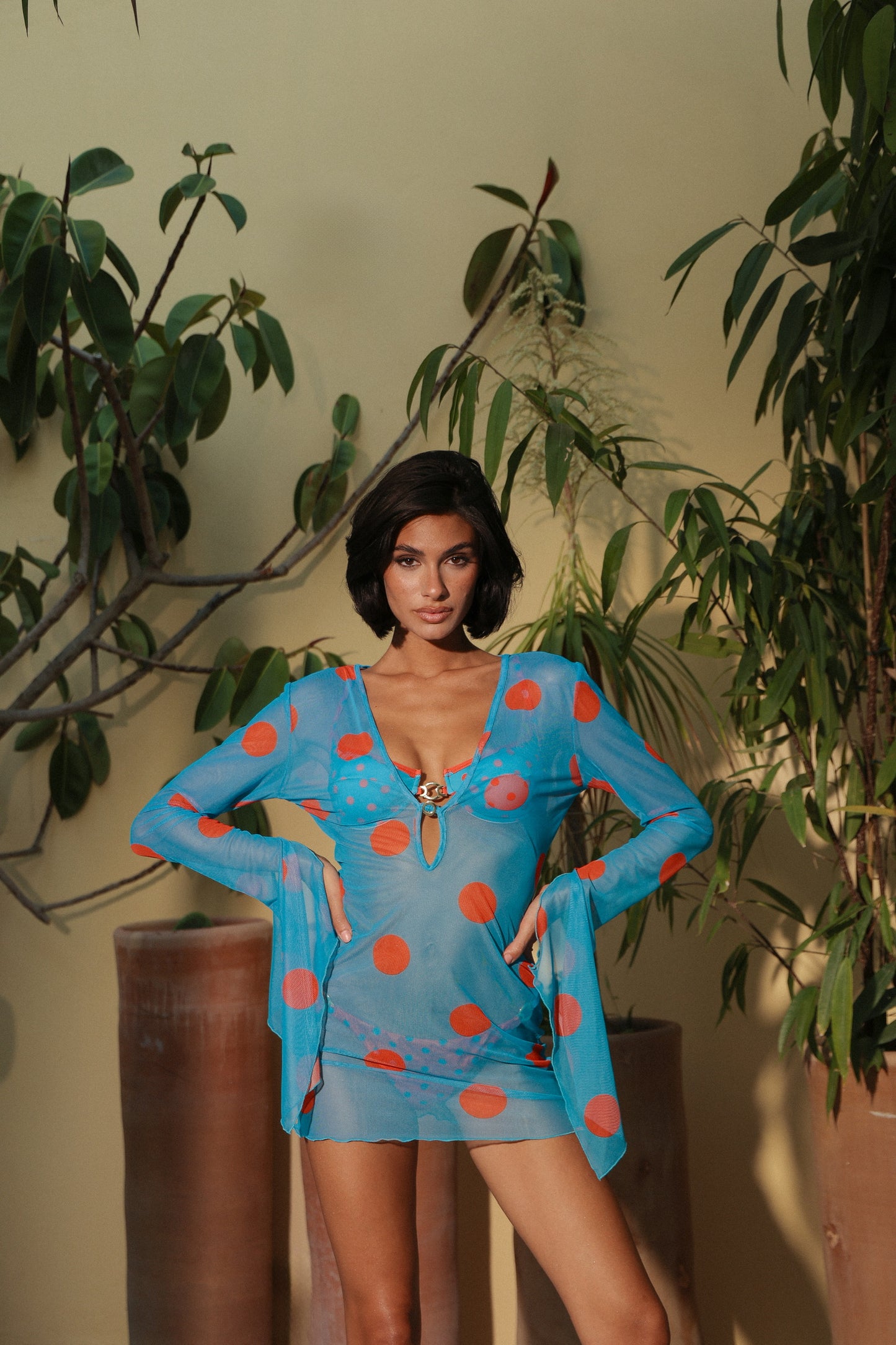 MINI DRESS RUMBA POIS BASE TURCHESE