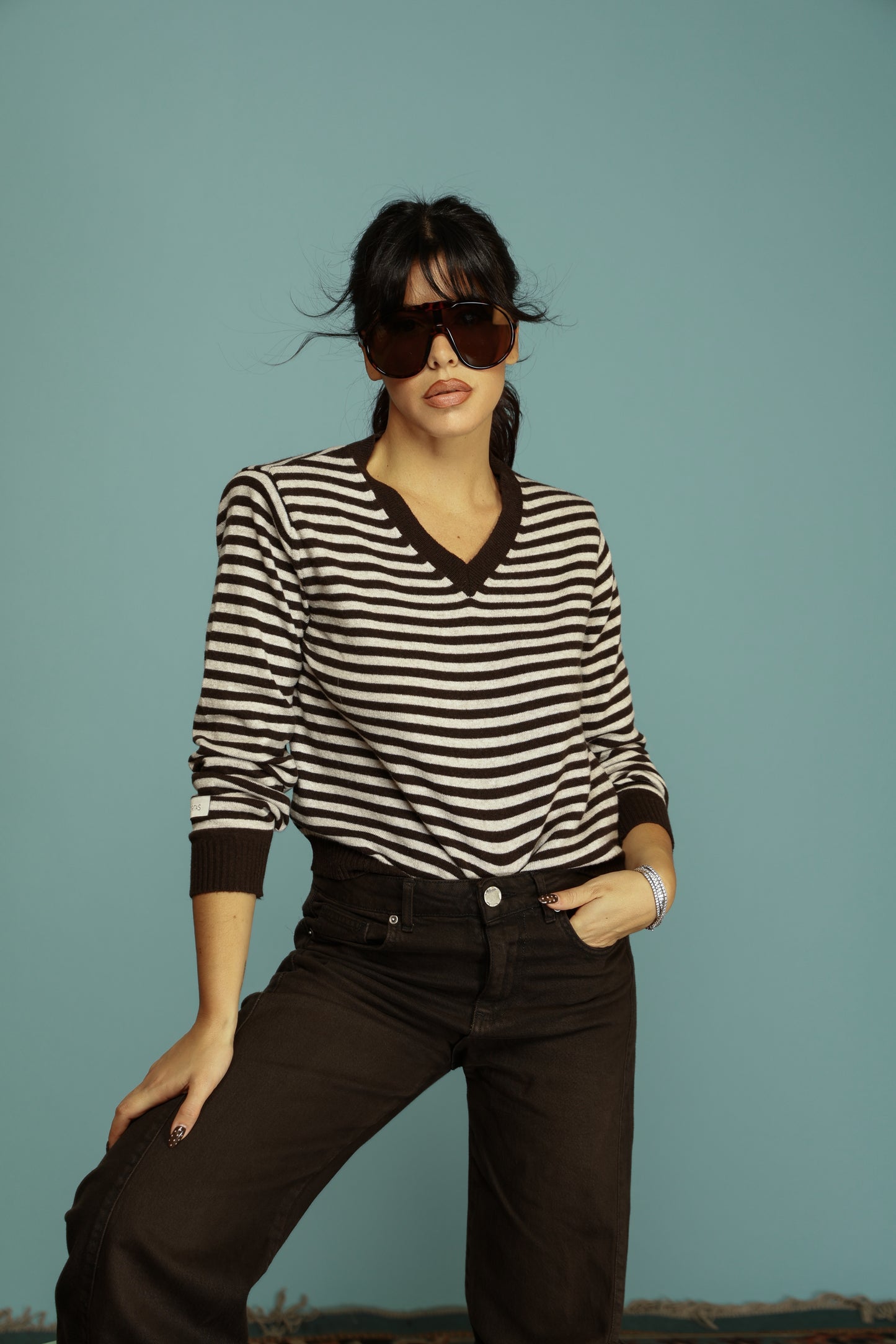 PULLOVER KENDAL PANNA/MARRONE