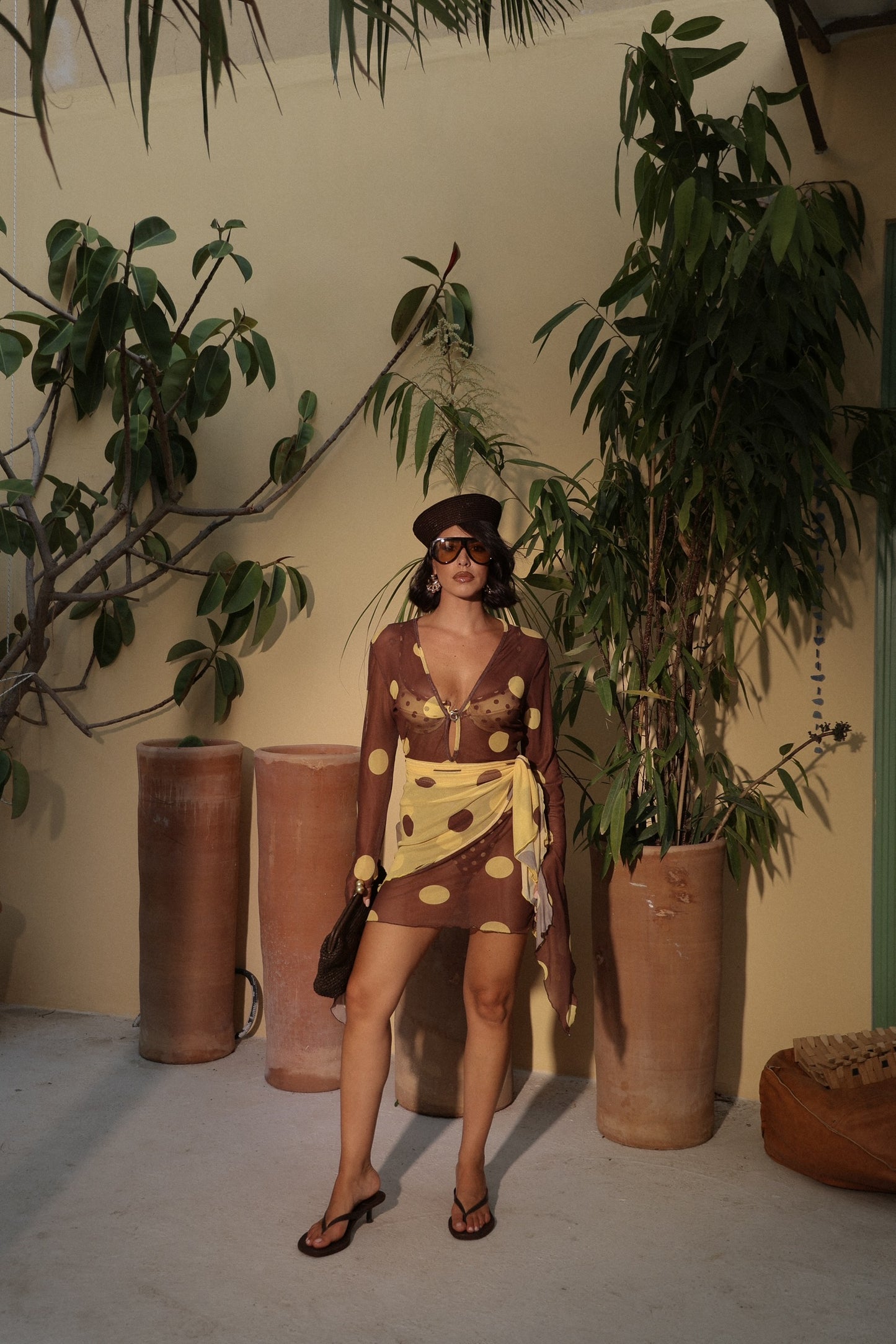 MINI DRESS RUMBA POIS BASE MARRONE