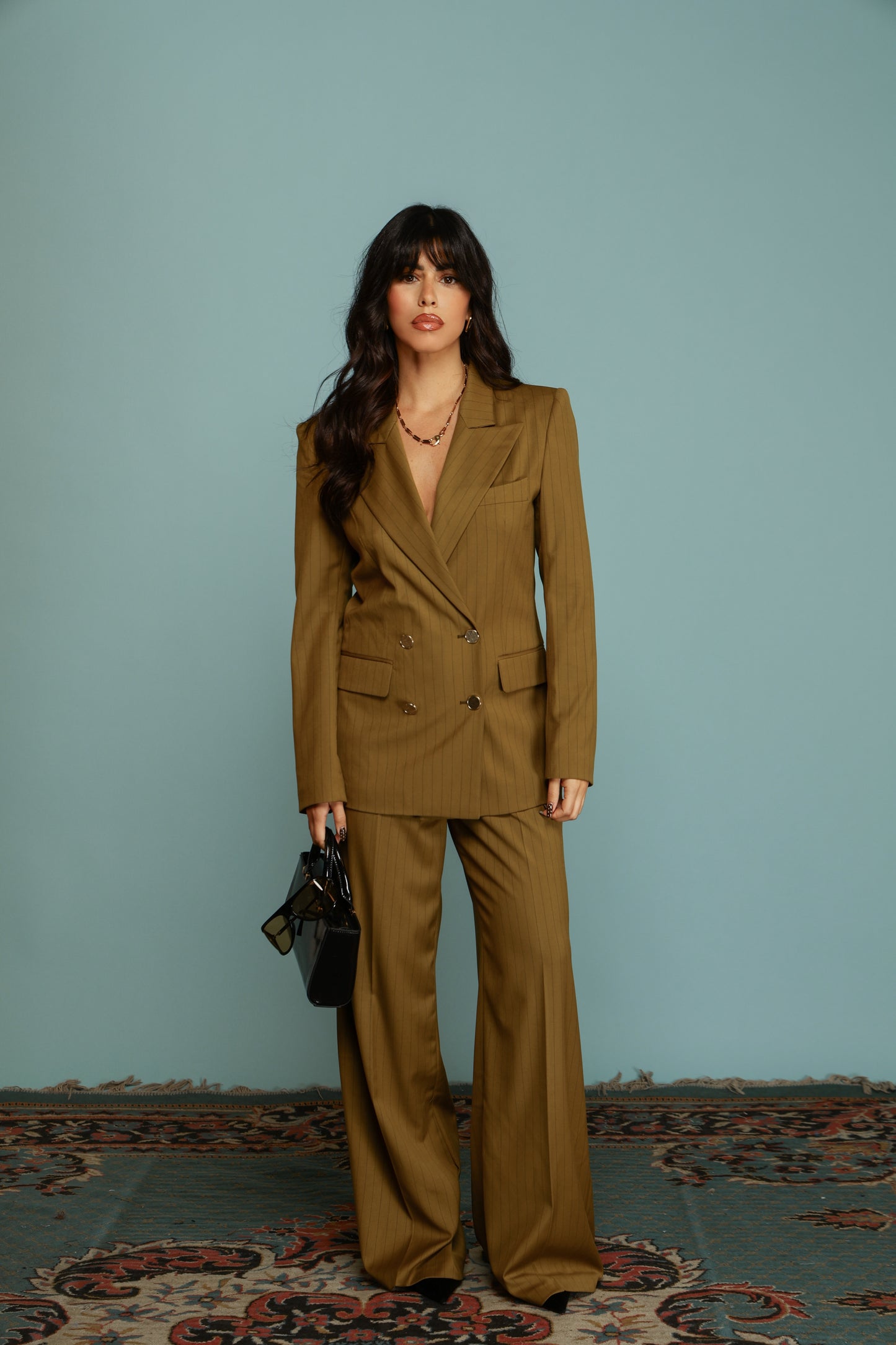 TAILLEUR DOPPIO PETTO GESSATO OLIVIA OLIO