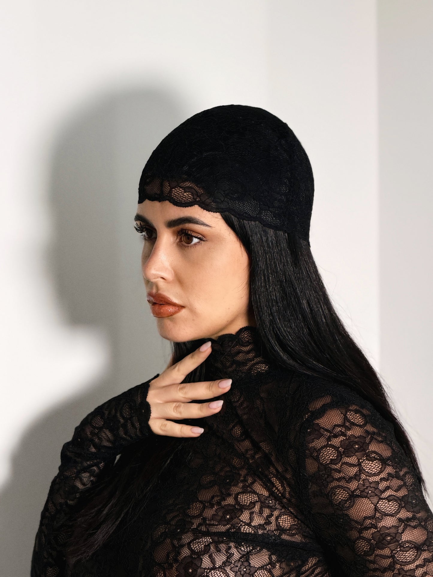 CUFFIA IN PIZZO NERO
