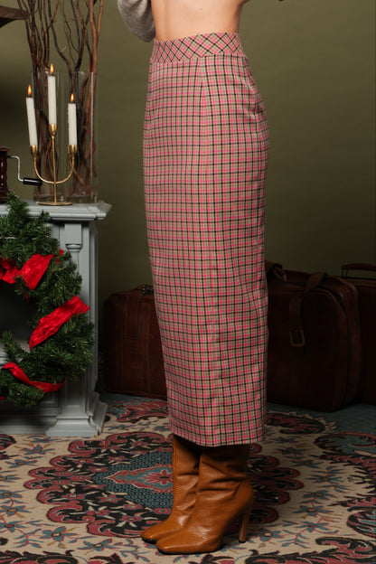 GONNA MIDI ALIA TARTAN FUXIA