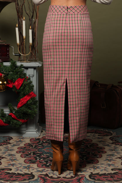 GONNA MIDI ALIA TARTAN FUXIA