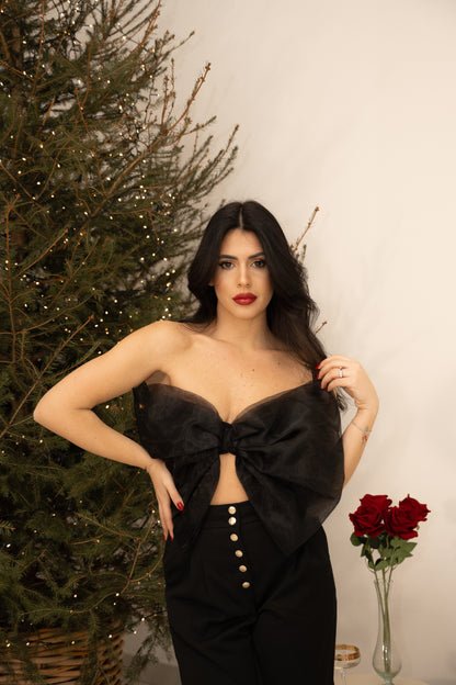 TOP FIOCCO NERO