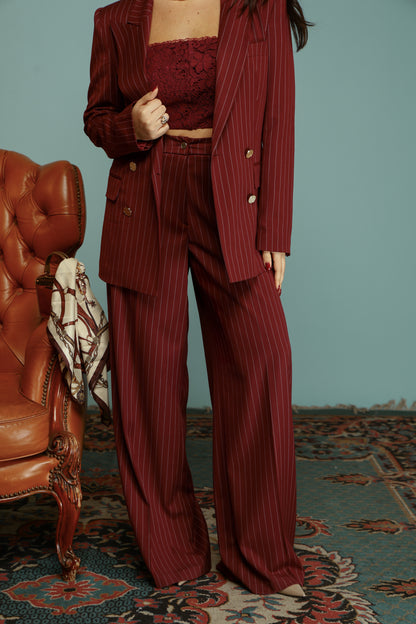 TAILLEUR DOPPIO PETTO GESSATO OLIVIA BORDEAUX