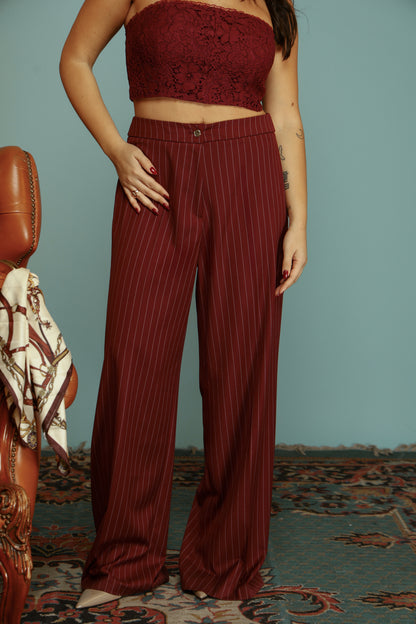 TAILLEUR DOPPIO PETTO GESSATO OLIVIA BORDEAUX