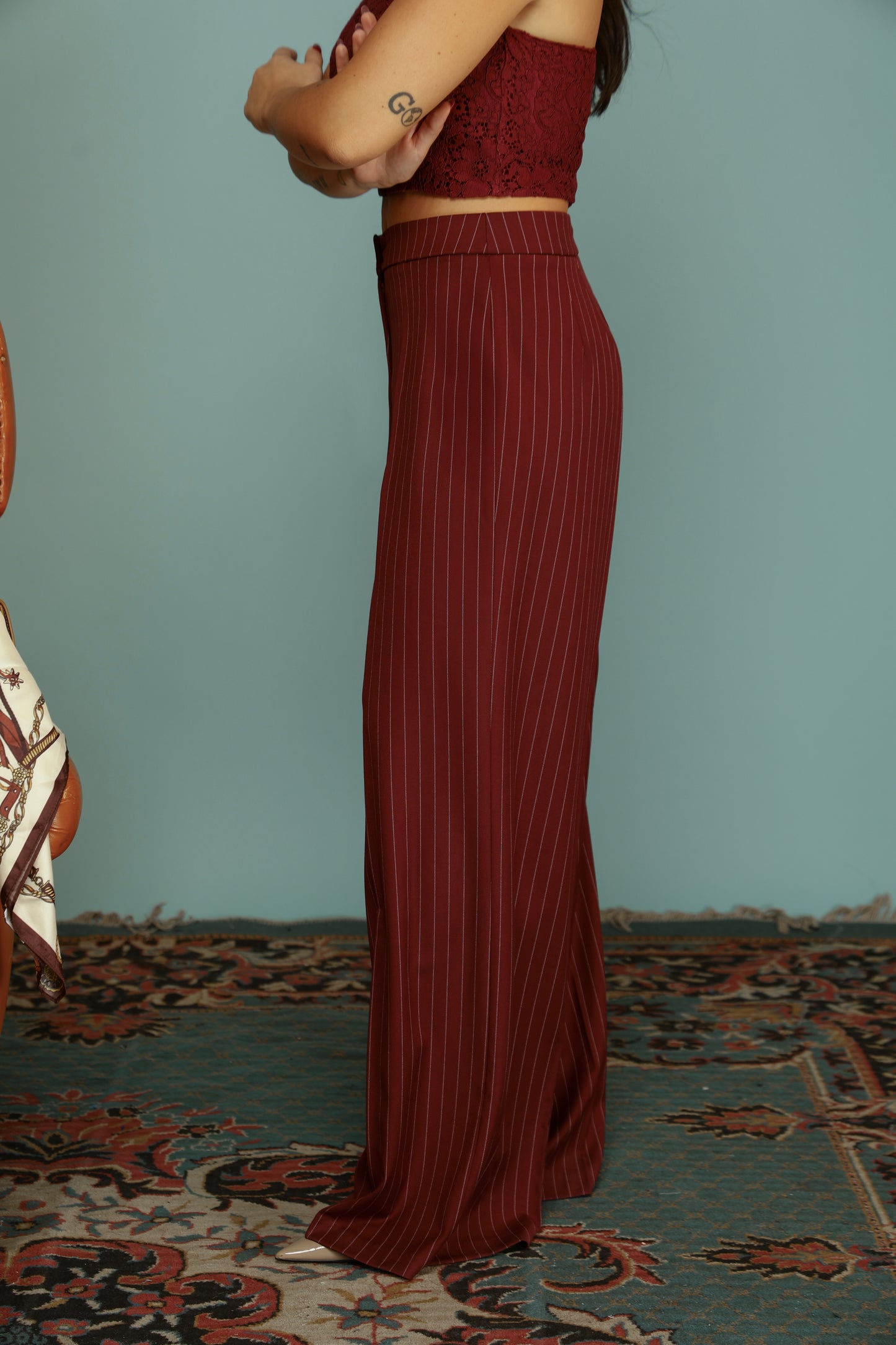 TAILLEUR DOPPIO PETTO GESSATO OLIVIA BORDEAUX