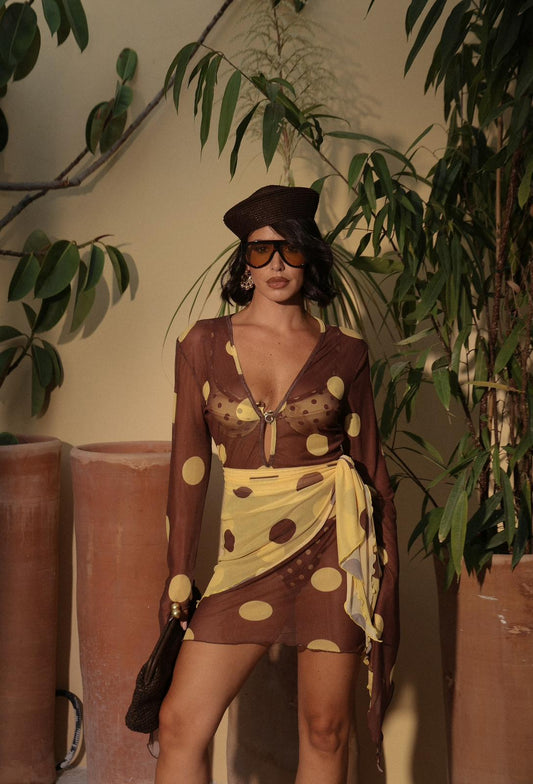 MINI DRESS RUMBA POIS BASE MARRONE